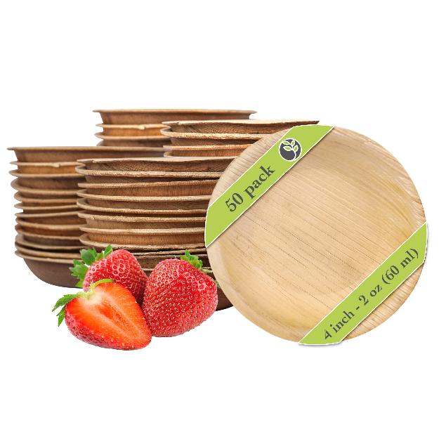4" Round Palm Leaf Mini Plates img 3