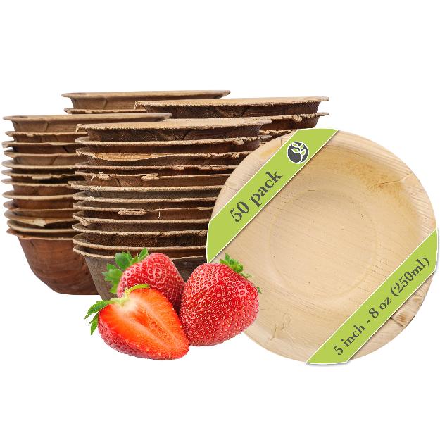 5" Round Palm Leaf Disposable Bowls img 6