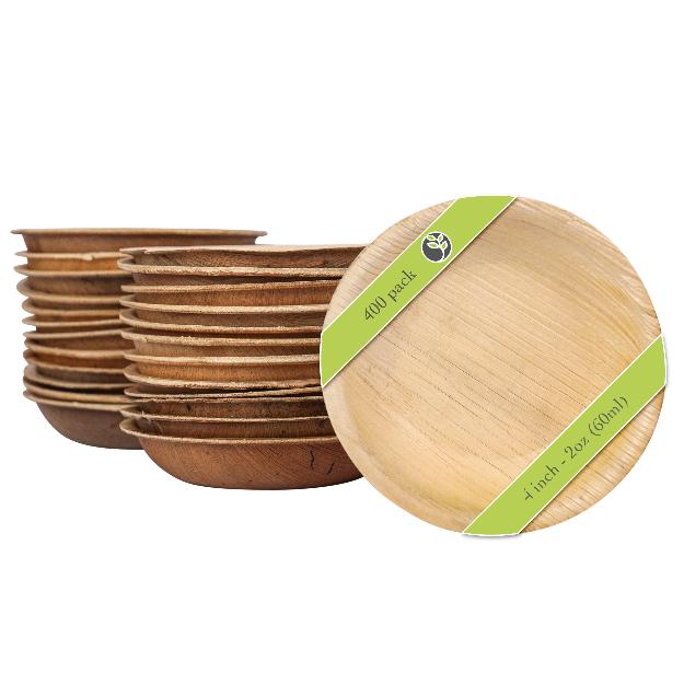 4" Round Palm Leaf Mini Plates img 2