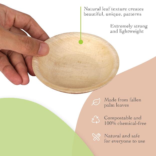 4" Round Palm Leaf Mini Plates img 2