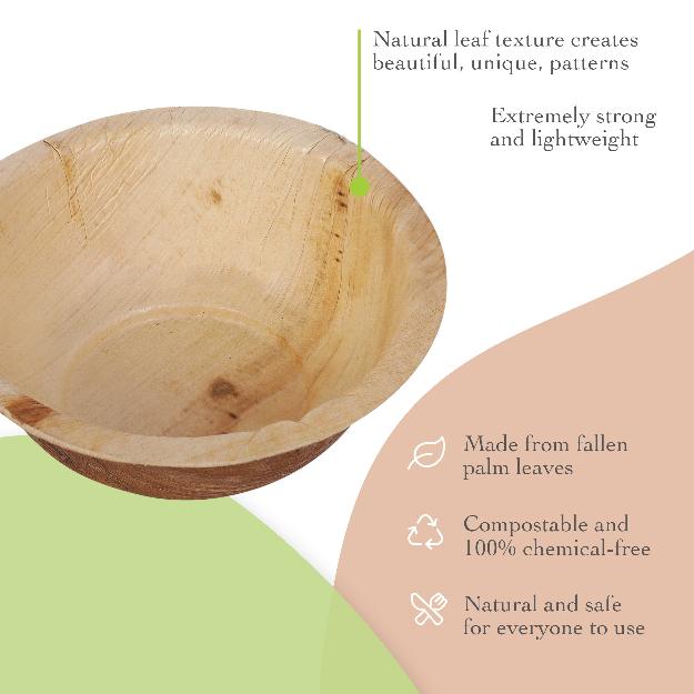 5" Round Palm Leaf Disposable Bowls img 2
